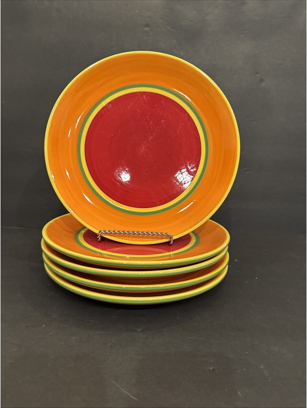 Dansk Caribe Aruba (5) Colorful Dinner Plates Orange Red Green Yellow 10 5/8” W